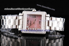 Chopard Trichp236 Happy Sport Classic Square 7 Floating Diamonds Diamond Watch Pink MOP Dial