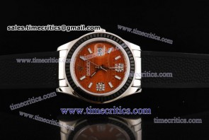 Rolex TriROL1502 Datejust Royal Black Orange Rolex Logo Dial Steel Watch