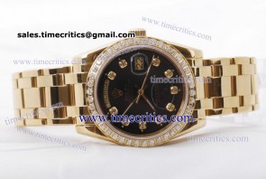 Rolex TriROL597 Day Date Masterpiece Black Dial Rose Gold Watch