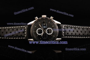 Tag Heuer TcrTCC219 Carrera Calibre 16 Black Dial Black Leather Strap Steel Watch