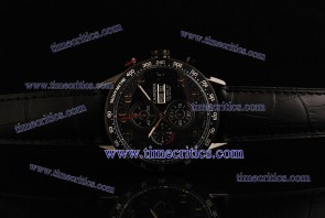 Tag Heuer TcrTCC273 Carrera Day Date Calibre 16 Chrono Black Dial Black Leather Strap PVD Watch