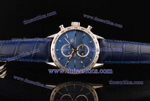 Tag Heuer TcrTCC236 Carrera 1887 Chrono Blue Dial Blue Leather Strap Steel Watch 7750 Coating