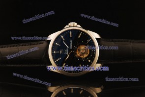 Tag Heuer TcrTCC315 Grand Carrera Pendulum Black Dial Black leather Strap Steel Watch