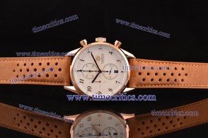 Tag Heuer TcrTCC307 Carrera Heritage Chrono White Dial Brown leather Strap Rose Gold Watch