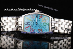 Franck Muller TriFRM128 Color Dreams Blue Guilloche Dial Steel Watch