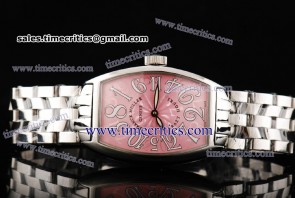 Franck Muller TriFRM131 Color Dreams Pink Guilloche Dial Steel Watch