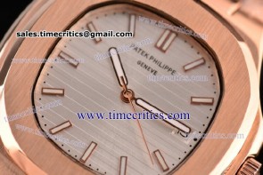 Patek Philippe TriPP145 Nautilus White Dial Rose Gold Watch